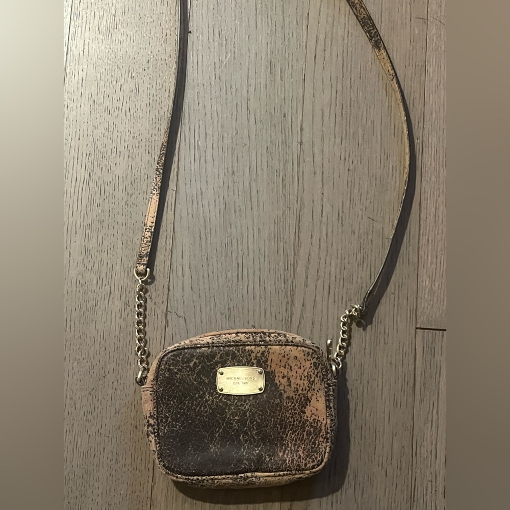 Michael Kors Distressed Brown Suede Crossbody Bag